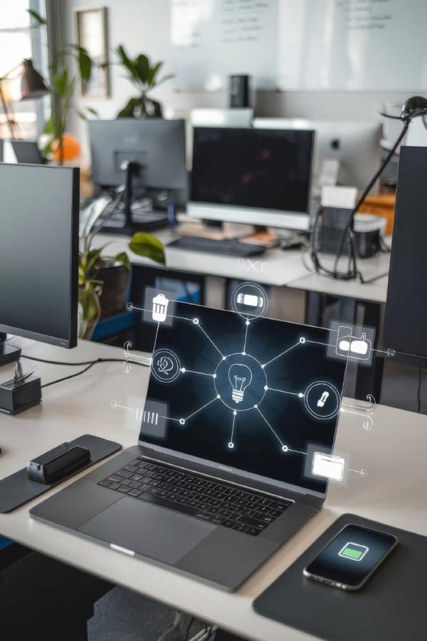 IT Projects 9 Desk with laptops and monitors in an office